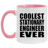 Coolest Stationary Engineer Ever - 11oz Accent Mug Pink