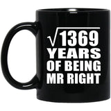 37th Anniversary Square Root of 1369 Years of Being Mr Right - 11oz Coffee Mug Black