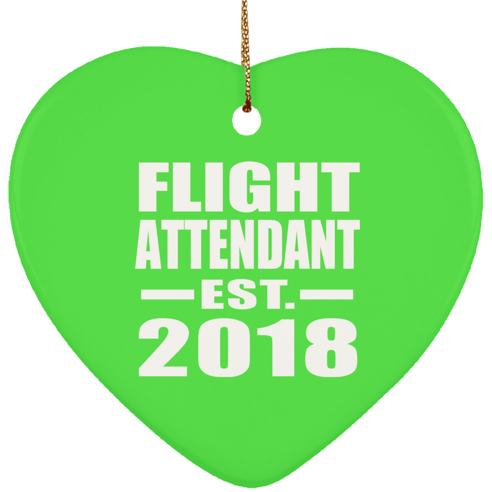 Flight Attendant Established EST. 2018 - Heart Ornament