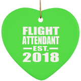 Flight Attendant Established EST. 2018 - Heart Ornament