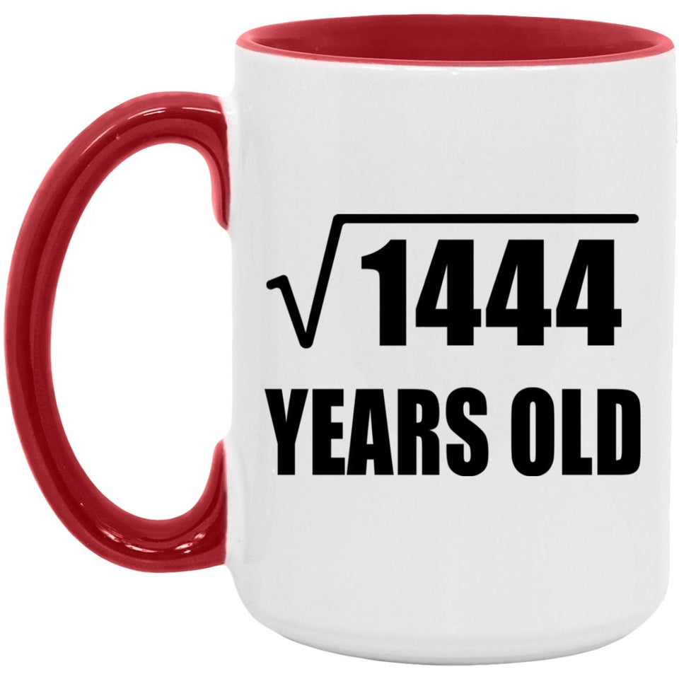 38th Birthday Square Root of 1444 Years Old - 15oz Accent Mug Red