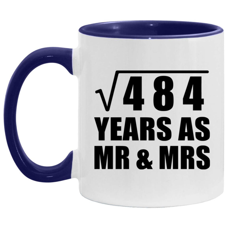 22nd Anniversary Square Root of 484 Years As Mr & Mrs - 11oz Accent Mug Purple