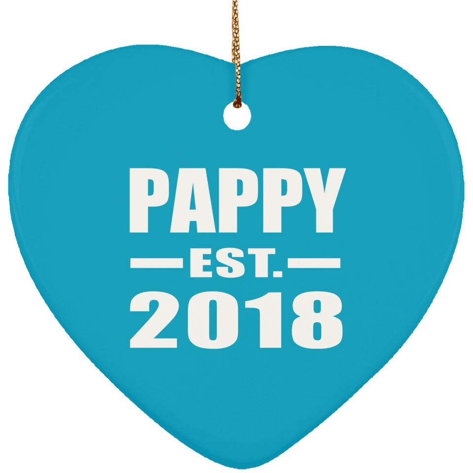 Pappy Established EST. 2018 - Heart Ornament