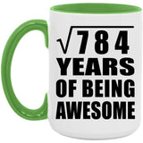 28th Birthday Square Root of 784 Years of Being Awesome - 15oz Accent Mug Green
