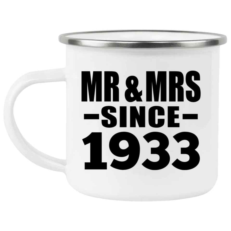 91st Anniversary Mr & Mrs Since 1933 - 12oz Camping Mug