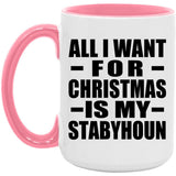 All I Want For Christmas Is My Stabyhoun - 15oz Accent Mug Pink