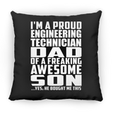 Proud Engineering Technician Dad Of Awesome Son - Throw Pillow Black