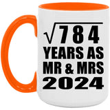 28th Anniversary Square Root of 784 Years As Mr & Mrs 2024 - 15oz Accent Mug Orange