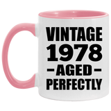 46th Birthday Vintage 1978 Aged Perfectly - 11oz Accent Mug Pink