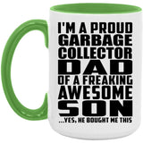 Proud Garbage Collector Dad Of Awesome Son - 15oz Accent Mug Green