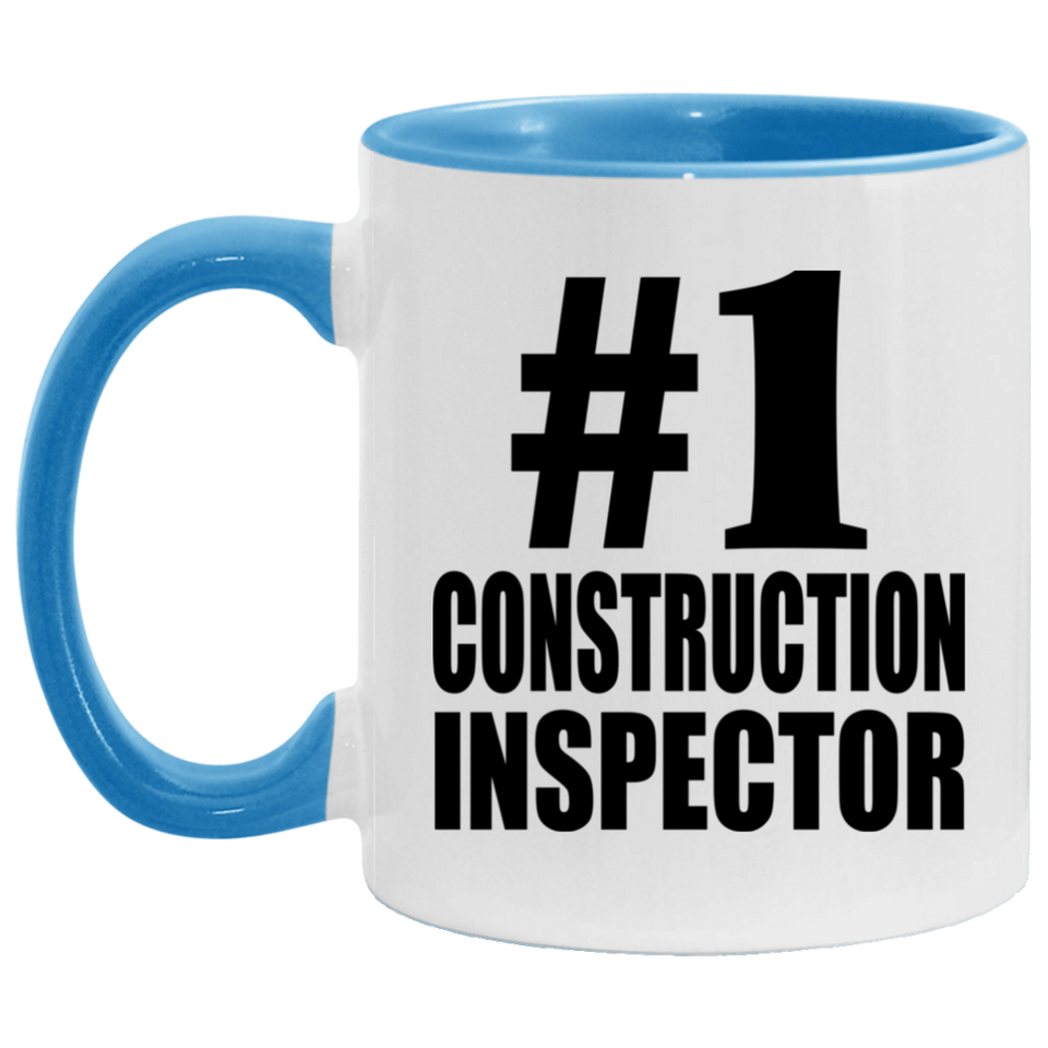 Number One #1 Construction Inspector - 11oz Accent Mug Blue