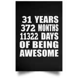 31st Birthday 31 Years 372 Months 11322 Days Of Awesome - Poster Portrait