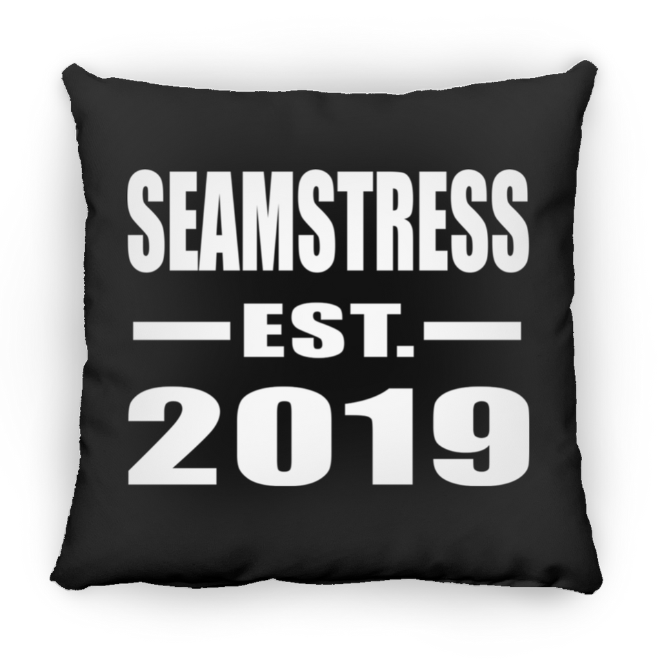 Seamstress Established EST. 2019 - Throw Pillow Black