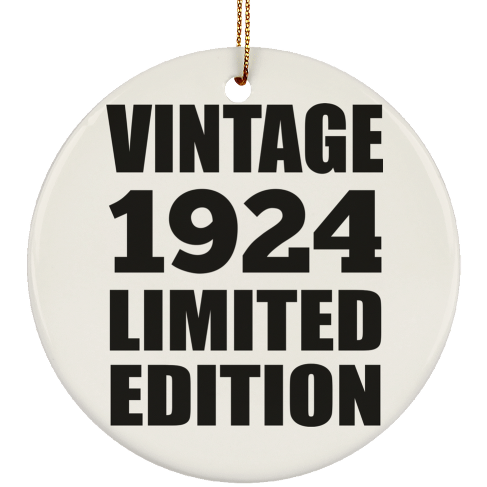 100th Birthday Vintage 1924 Limited Edition - Circle Ornament