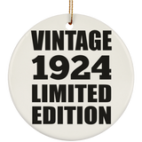 100th Birthday Vintage 1924 Limited Edition - Circle Ornament