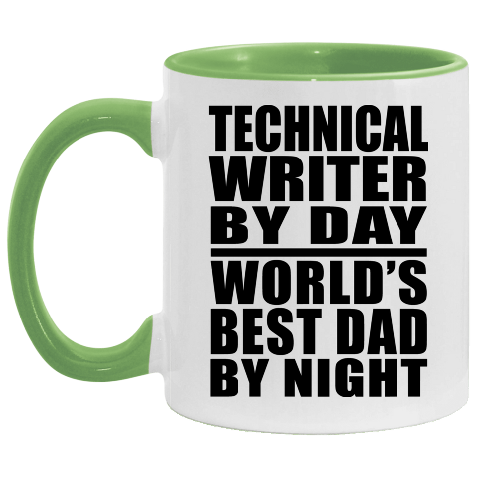 Technical Writer By Day World's Best Dad By Night - 11oz Accent Mug Green
