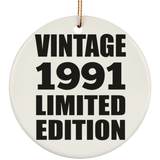 33rd Birthday Vintage 1991 Limited Edition - Circle Ornament