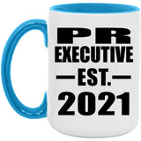 PR Executive Established EST. 2021 - 15oz Accent Mug Blue