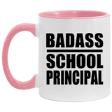 Badass School Principal - 11oz Accent Mug Pink