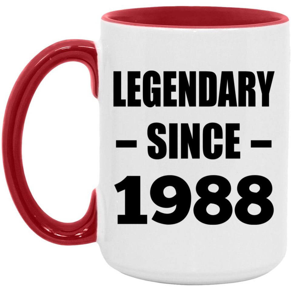 36th Birthday Legendary Since 1988 - 15oz Accent Mug Red