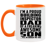 Proud Building Inspector Dad Of Awesome Son - 11oz Accent Mug Orange