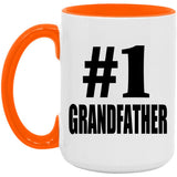 Number One #1 Grandfather - 15oz Accent Mug Orange