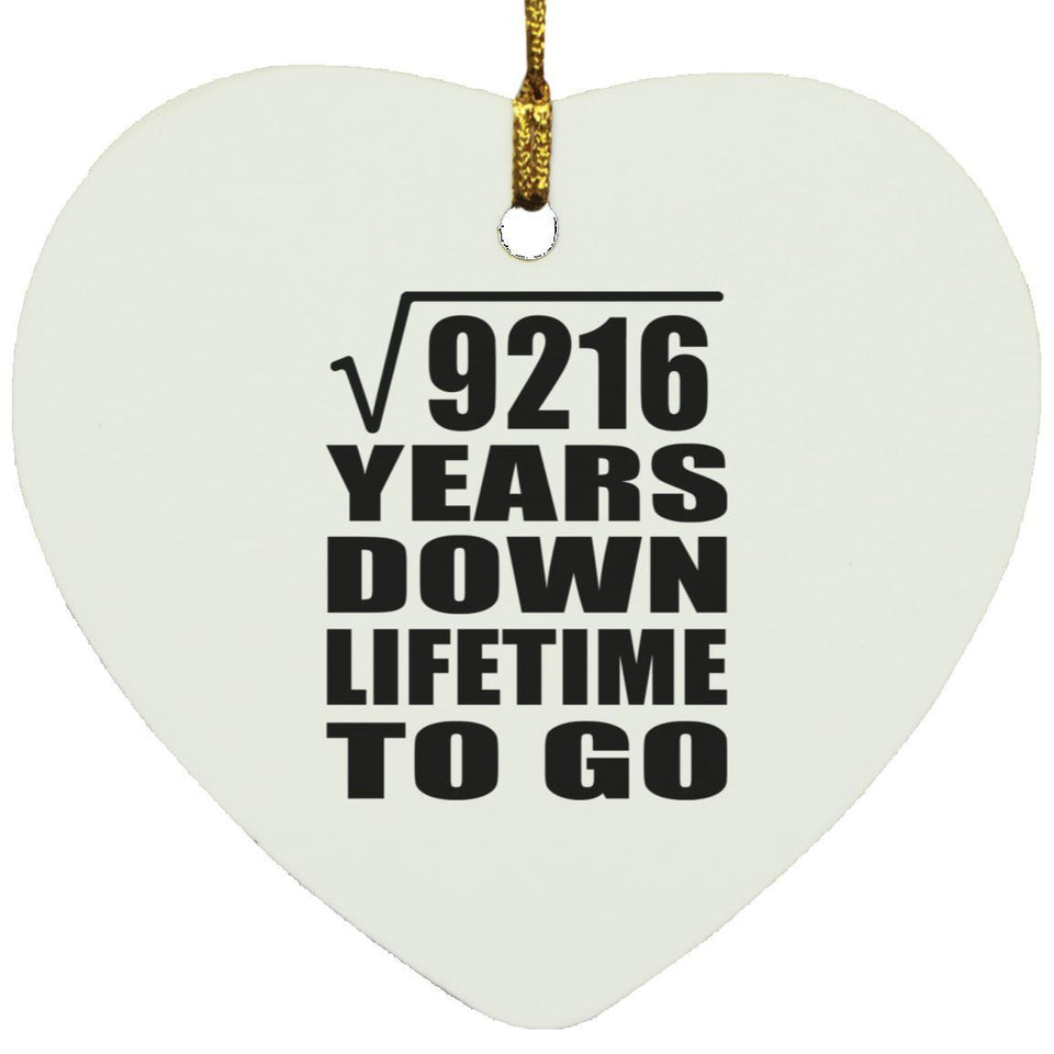 96th Anniversary Square Root of 9216 Years Lifetime To Go - Heart Ornament