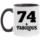 74th Birthday 74 & Fabulous - 11oz Accent Mug Black