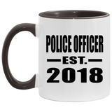 Police Officer Established EST. 2018 - 11oz Accent Mug Black