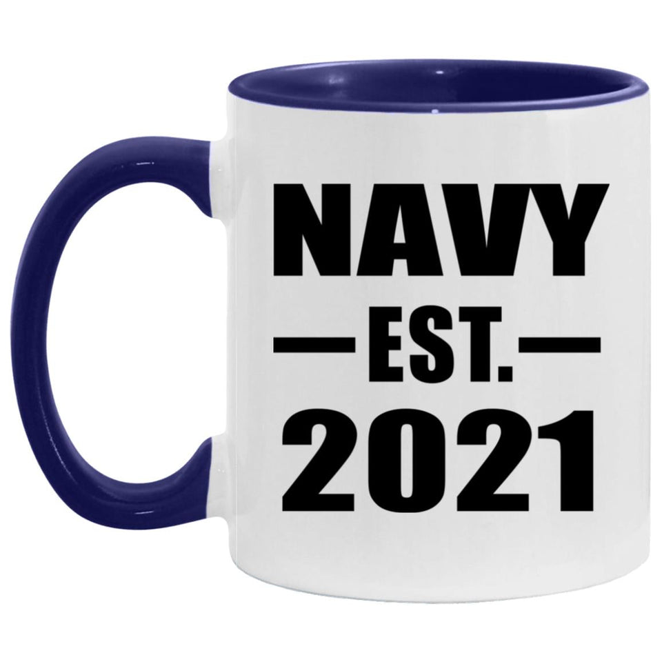 Navy Established Est. 2021 - 11oz Accent Mug Purple