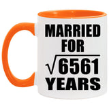 81st Anniversary Married For Square Root of 6561 Years - 11oz Accent Mug Orange