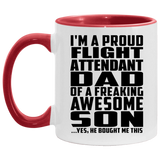 Proud Flight Attendant Dad Of Awesome Son - 11oz Accent Mug Red