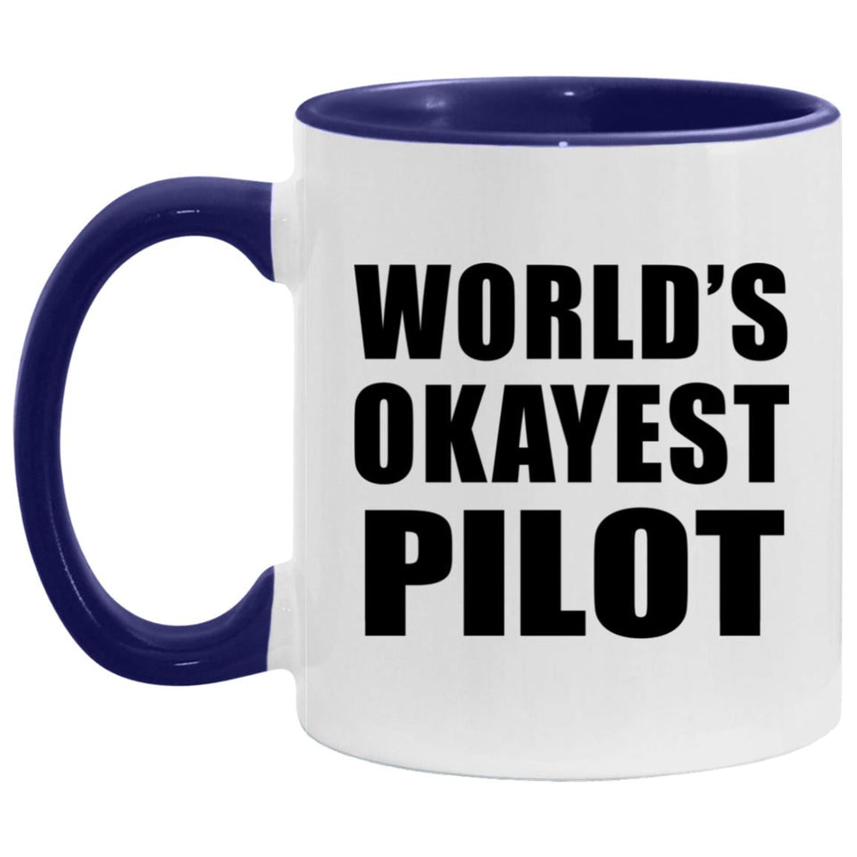 World's Okayest Pilot - 11oz Accent Mug Purple