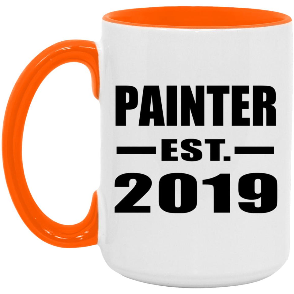 Painter Established EST. 2019 - 15oz Accent Mug Orange
