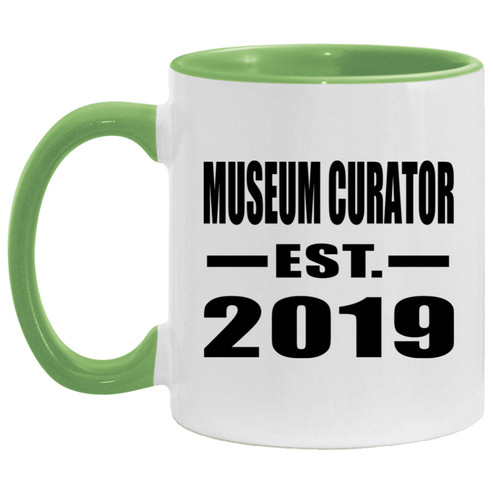 Museum Curator Established EST. 2019 - 11oz Accent Mug Green