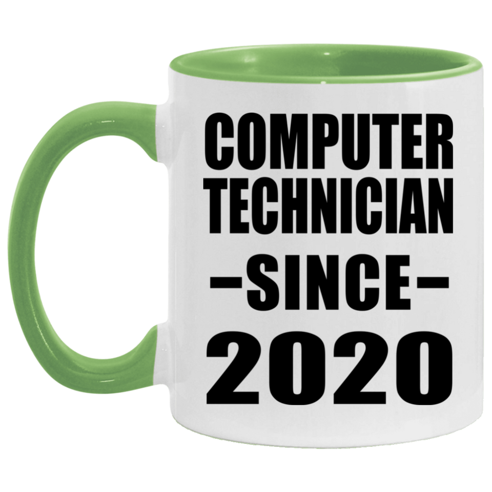 Computer Technician Since 2020 - 11oz Accent Mug Green