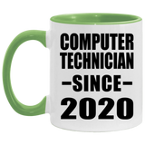 Computer Technician Since 2020 - 11oz Accent Mug Green