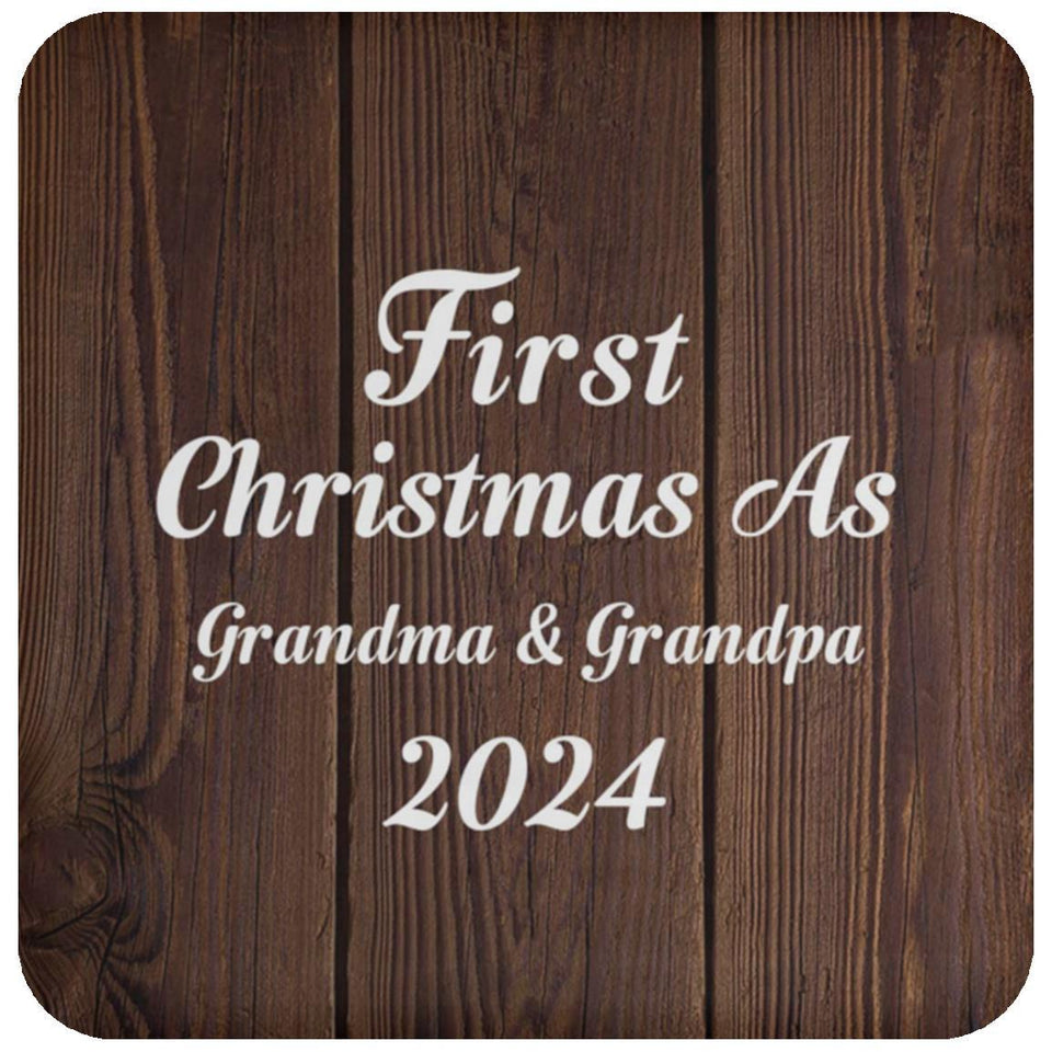First Christmas As Grandma & Grandpa 2024 - Drink Coaster D
