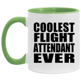 Coolest Flight Attendant Ever - 11oz Accent Mug Green
