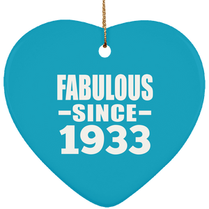 91st Birthday Fabulous Since 1933 - Heart Ornament