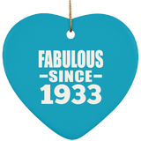 91st Birthday Fabulous Since 1933 - Heart Ornament