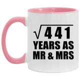 21st Anniversary Square Root of 441 Years As Mr & Mrs - 11oz Accent Mug Pink