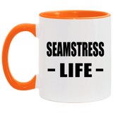 Seamstress Life - 11oz Accent Mug Orange