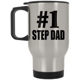 Number One #1 Step Dad - Silver Travel Mug