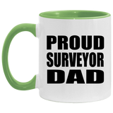 Proud Surveyor Dad - 11oz Accent Mug Green