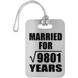 99th Anniversary Married For Square Root of 9801 Years - Luggage Bag Tag