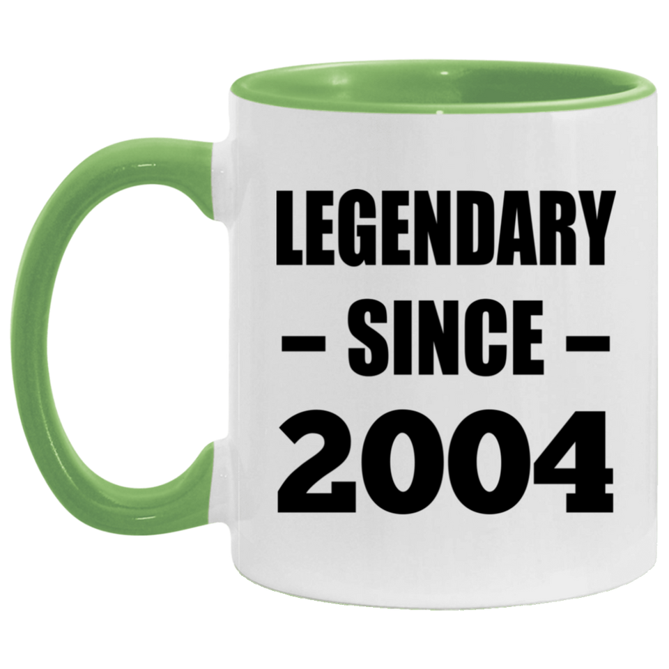 20th Birthday Legendary Since 2004 - 11oz Accent Mug Green
