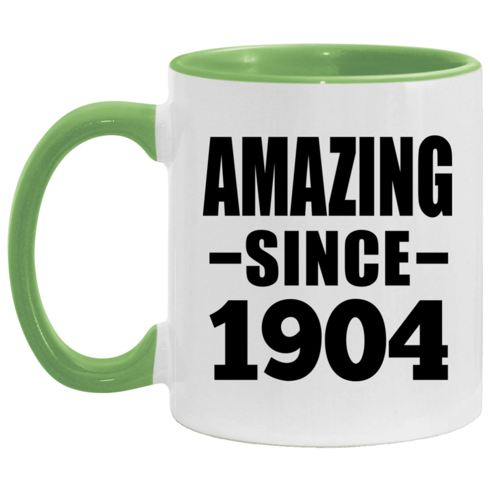 120th Birthday Amazing Since 1904 - 11oz Accent Mug Green