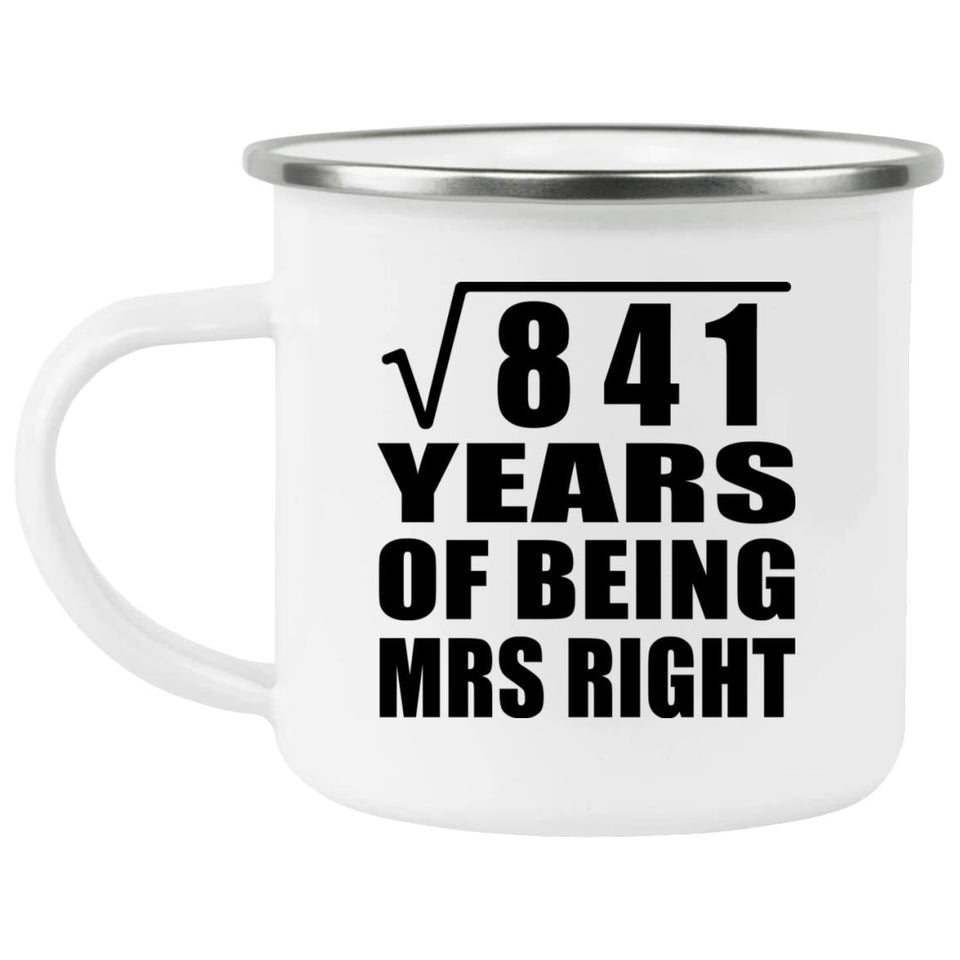 29th Anniversary Square Root of 841 Years of Being Mrs Right - 12oz Camping Mug
