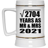 52nd Anniversary Square Root of 2704 Years As Mr & Mrs 2021 - Beer Stein